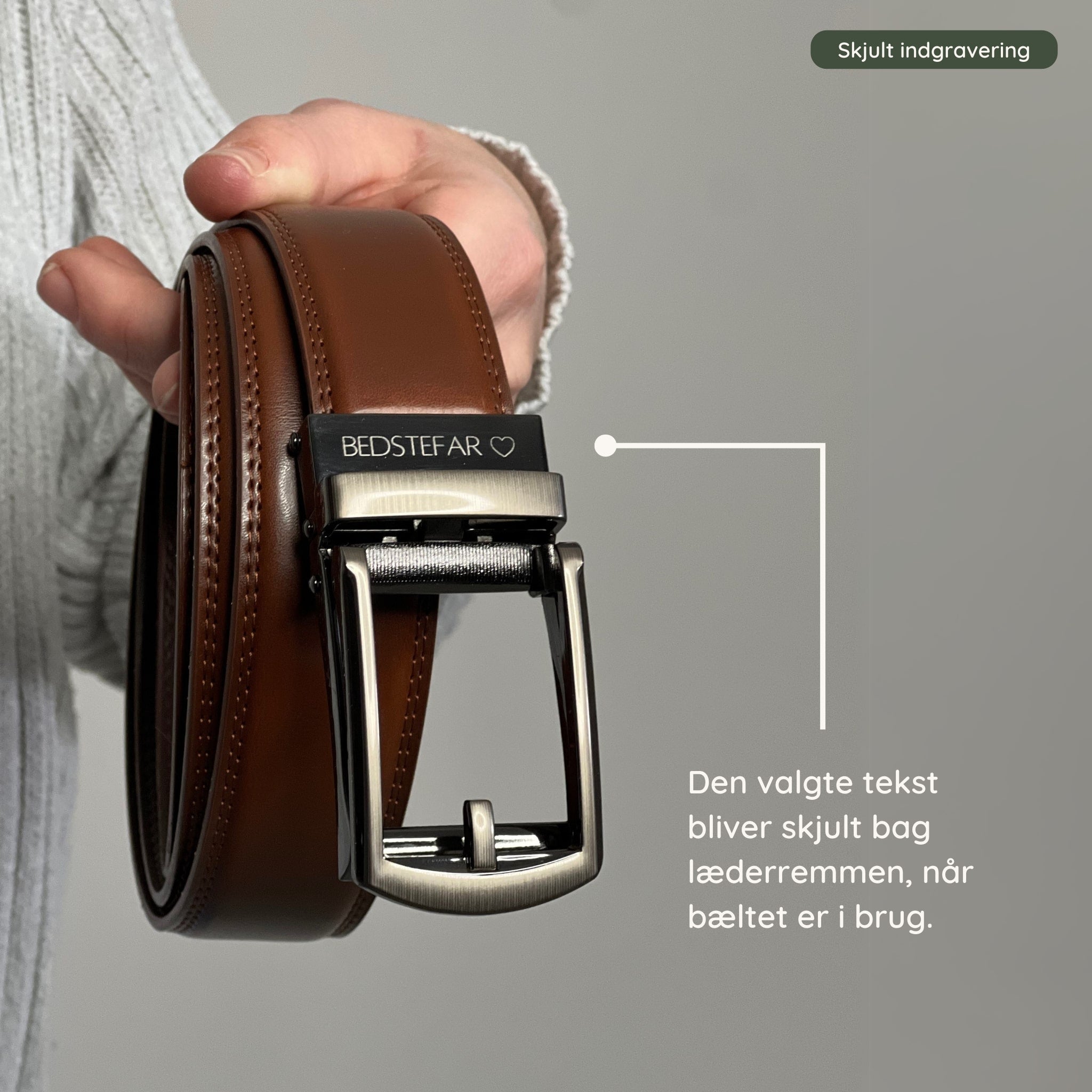 GAVESÆT #3 – 4 x Læderbælte med personlig indgravering
