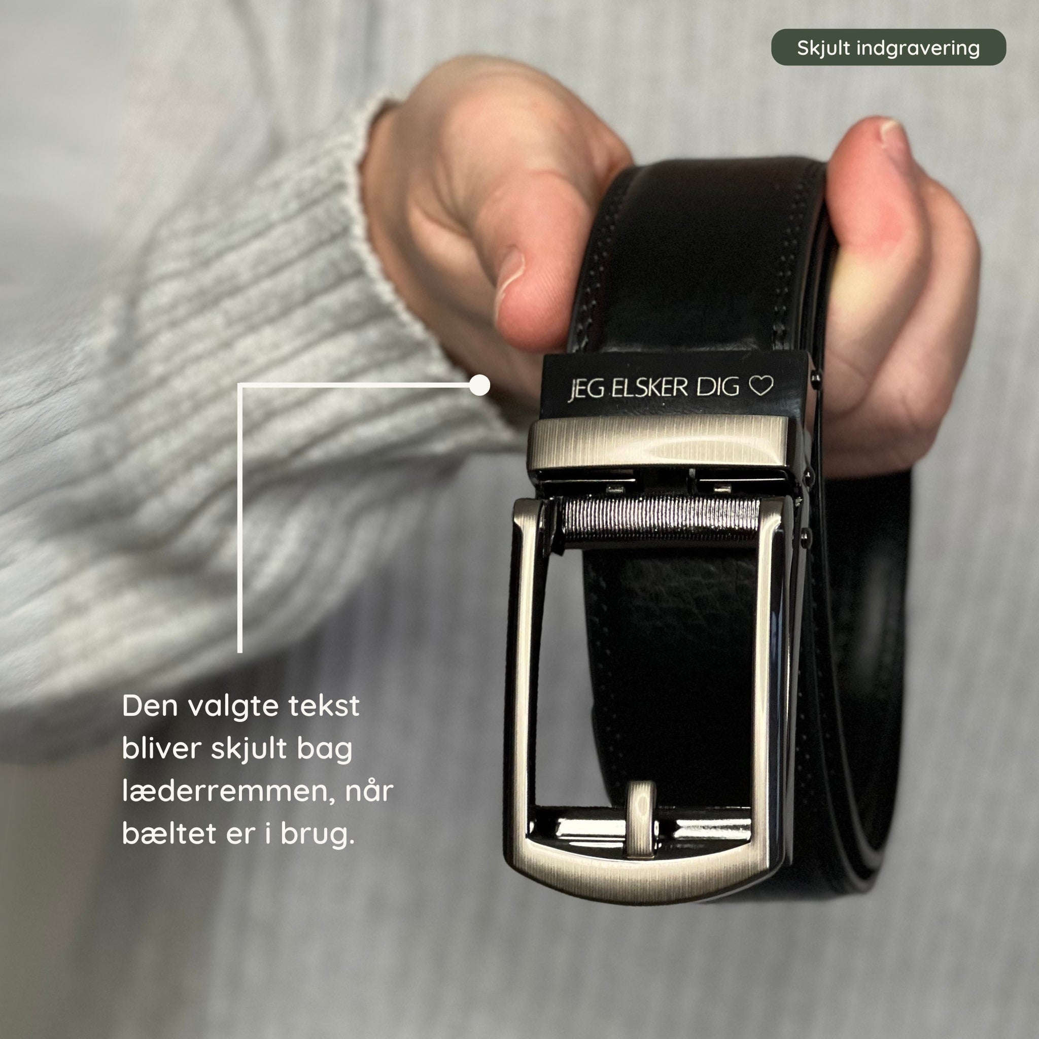 GAVESÆT #3 – 4 x Læderbælte med personlig indgravering