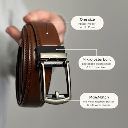 Cognacfarvet Læderbælte uden huller