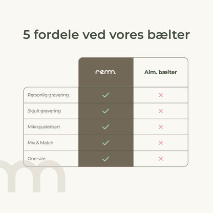 Læderbælte uden huller med personlig indgravering
