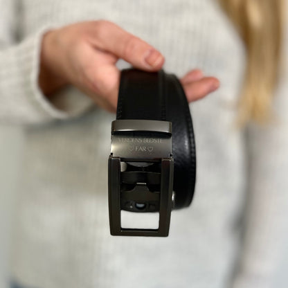 Læderbælte uden huller med personlig indgravering