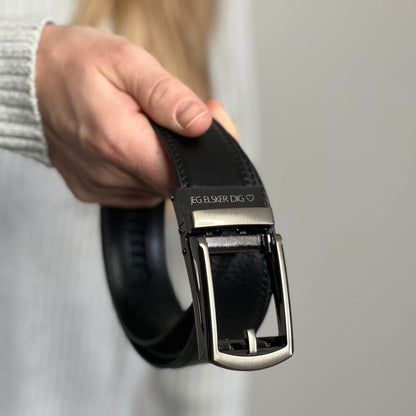 Læderbælte uden huller med personlig indgravering